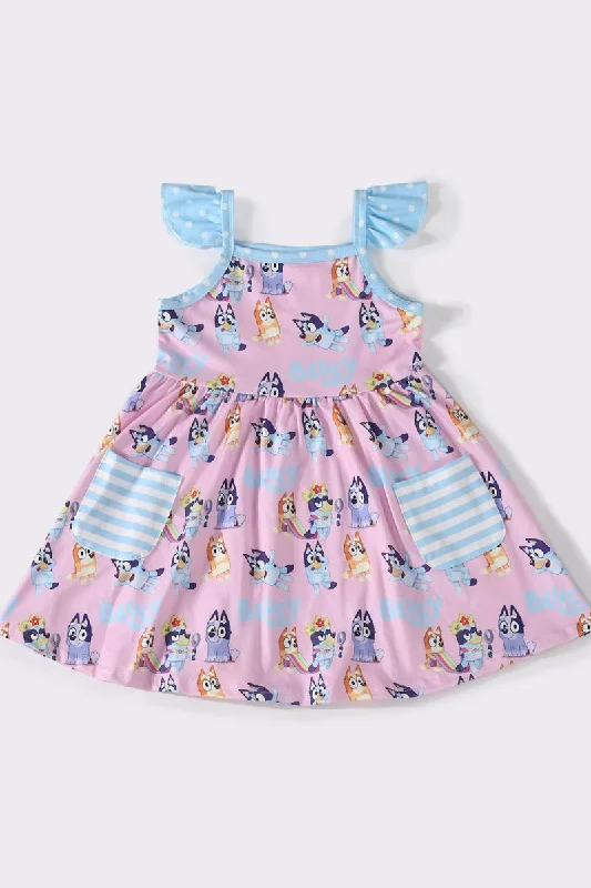 Trendy women’s clothing    Pink character pocket dress