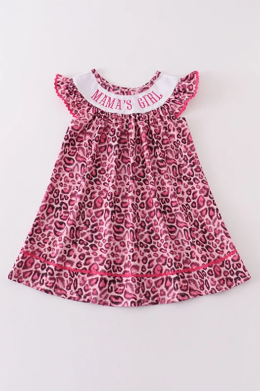 Women’s clothing to inspire confidence and beauty Pink leopard print MAMA's girl embroidery dress Women’s clothing to inspire confidence and beauty Pink leopard print MAMA's girl embroidery dress