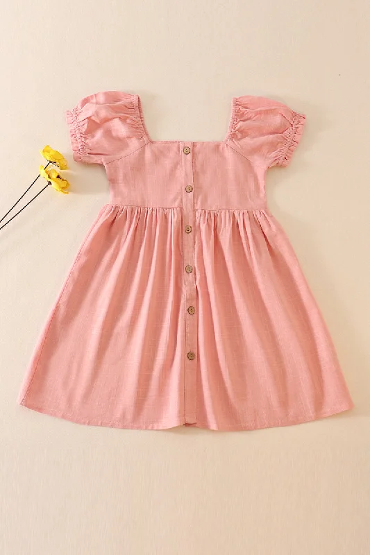 Uncover unique pieces for your perfect wardrobe   Pink linen button dress