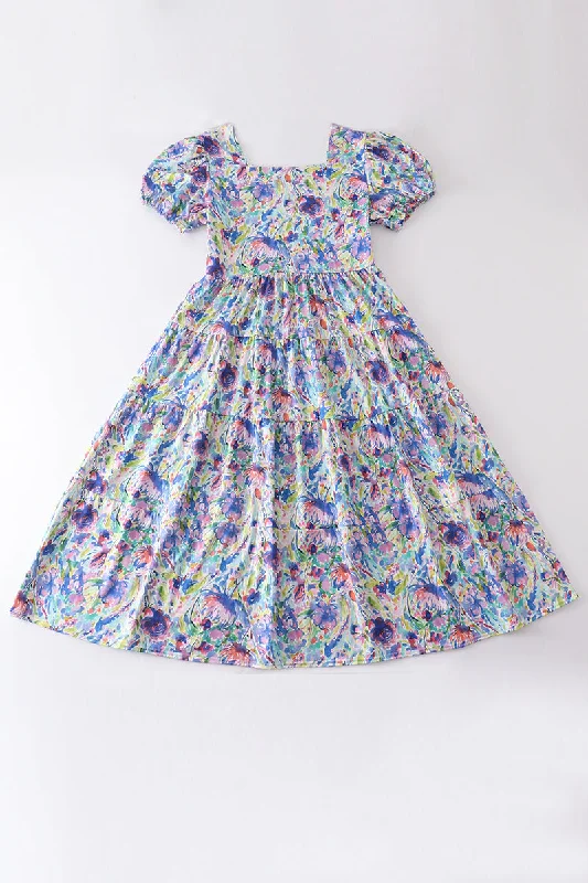 Fashionable women’s clothing that makes you shine   Purple floral print women dress