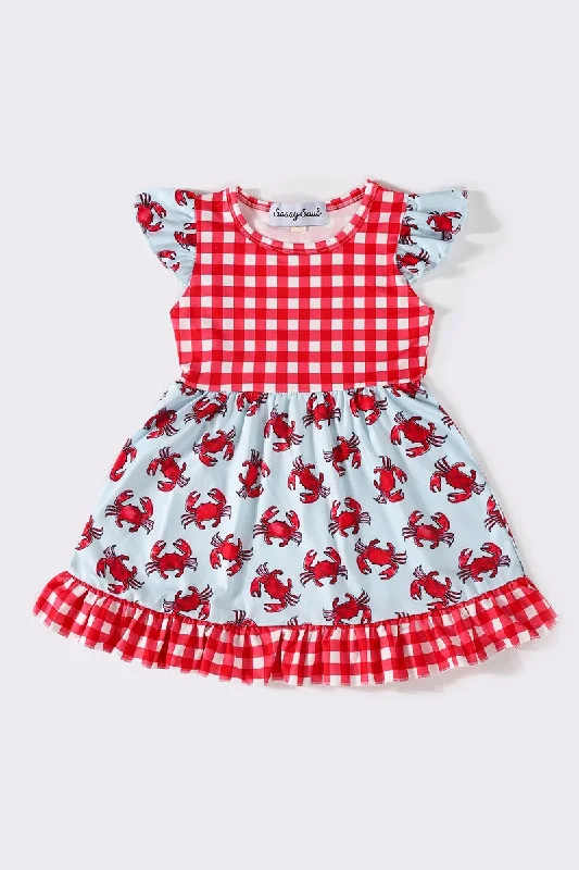 Trendsetting women’s clothing for fashion lovers   Red crab plaid ruffle dress