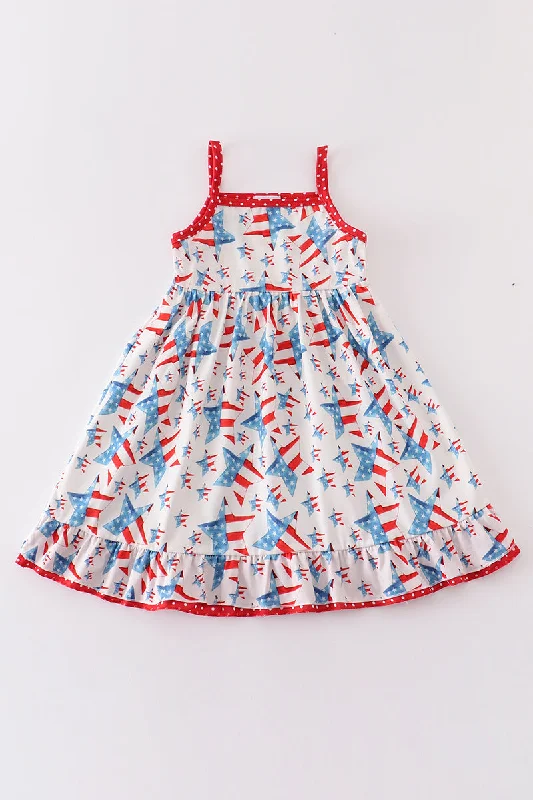 Bold fashion choices for the confident woman   Red patriotic star flag print dress
