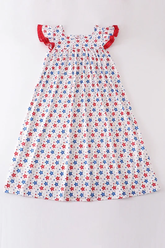 Trendy women’s clothing    Red patriotic star print women dress