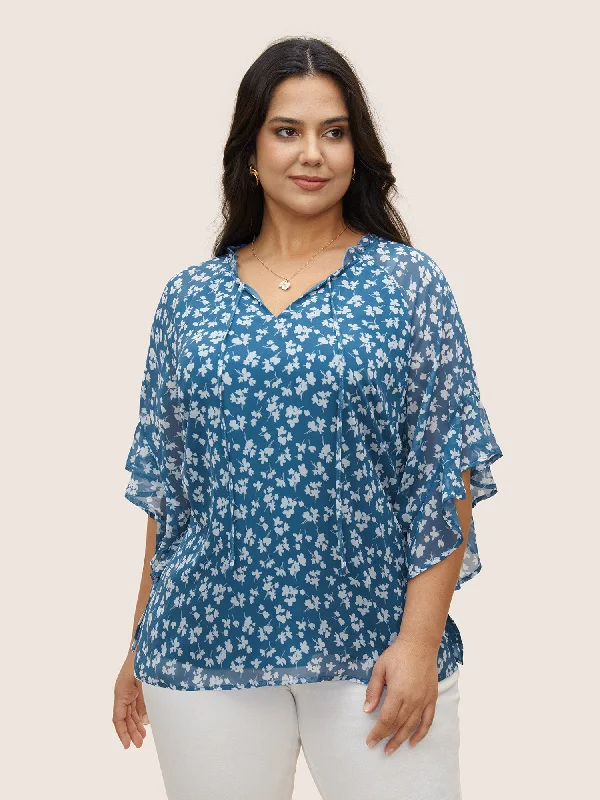 Everyday essentials for a stylish wardrobe Floral Tie Knot Flutters Bell Sleeve Blouse Everyday essentials for a stylish wardrobe Floral Tie Knot Flutters Bell Sleeve Blouse