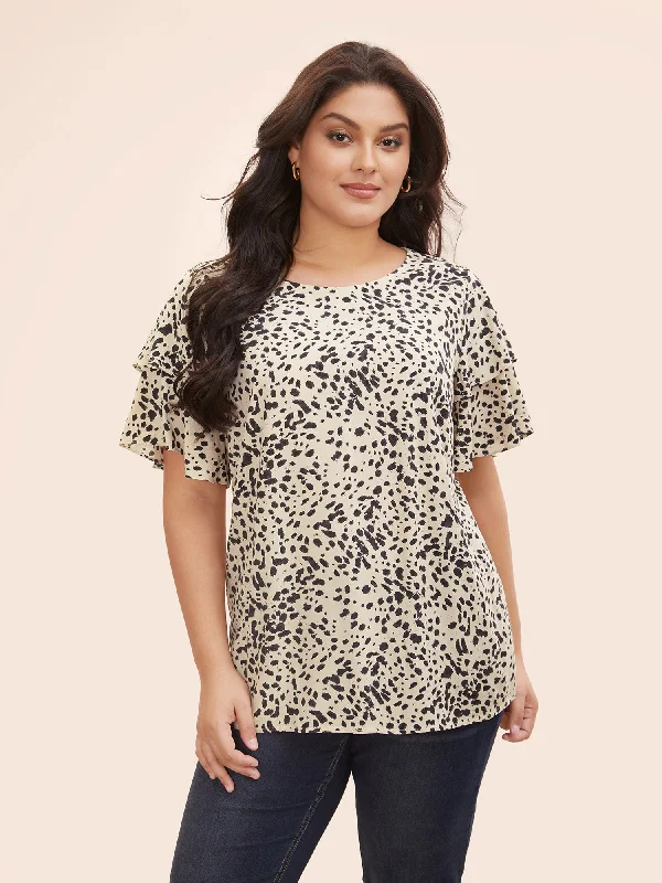 Women’s clothing that fits your personality and style Leopard Crew Neck Ruffle Tiered Sleeve Blouse Women’s clothing that fits your personality and style Leopard Crew Neck Ruffle Tiered Sleeve Blouse
