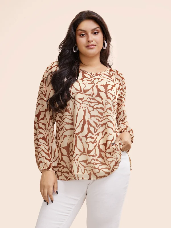 High-quality women’s wear for everyday elegance Silhouette Floral Print Lantern Sleeve Blouse High-quality women’s wear for everyday elegance Silhouette Floral Print Lantern Sleeve Blouse