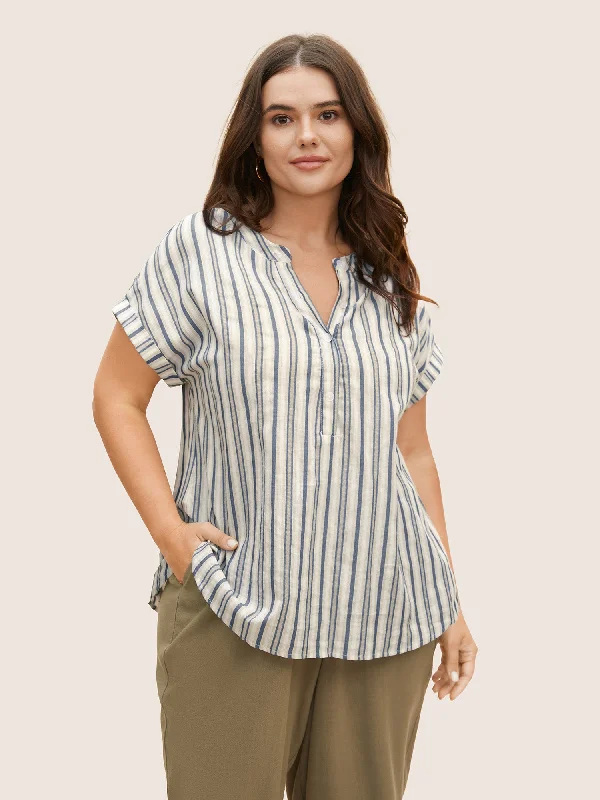 Fashionable clothing that fits every occasion Cotton Striped Dolman Sleeve Button Up Blouse Fashionable clothing that fits every occasion Cotton Striped Dolman Sleeve Button Up Blouse