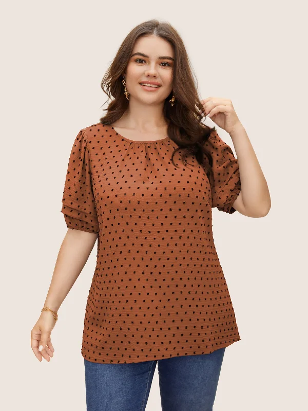 Chic, modern fashion for empowered women   Textured Polka Dot Blouse