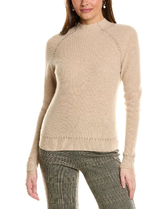 Step into style with our women’s clothing collection   Amicale Cashmere Whipstitch Shaker Funnel Neck Cashmere Sweater