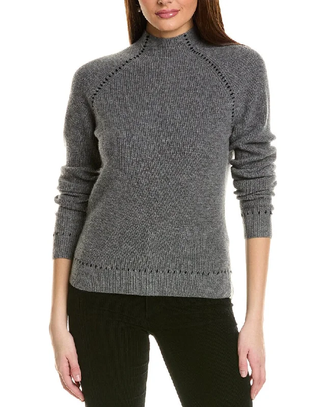 Elevate your look with premium women’s wear   Amicale Cashmere Whipstitch Shaker Funnel Neck Cashmere Sweater