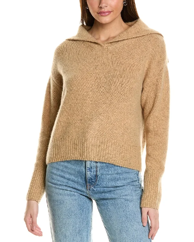 Versatile fashion for every type of woman   Collaboration Cropped Sailor Collar Cashmere Pullover