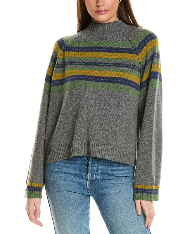Create a timeless wardrobe with fashionable pieces   Collaboration Macie Stripe Mock Neck Cashmere Sweater