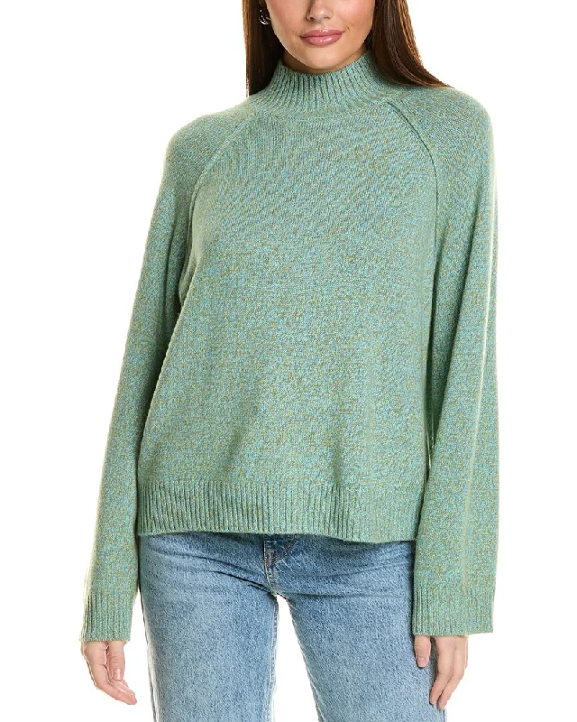 Stylish plus-size clothing for women   Collaboration Melange Boxy Mock Neck Cashmere Sweater