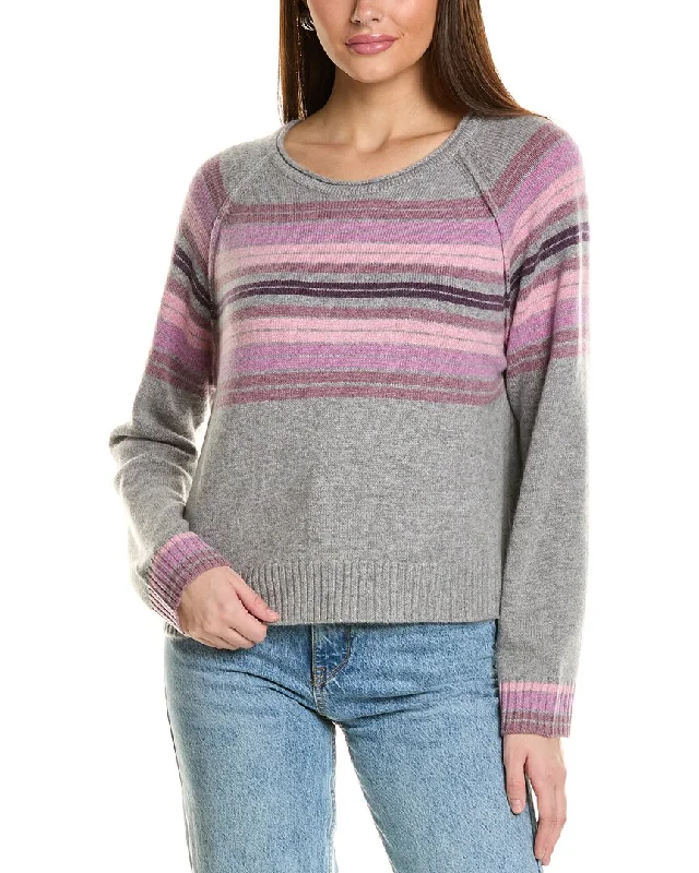 High-quality women’s wear for everyday elegance   Collaboration Striped Raglan Crewneck Cashmere Sweater