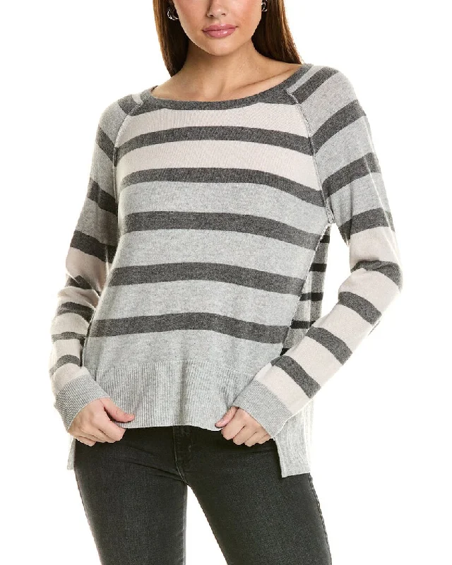 Elegant casual clothing for modern women   Collaboration Sutton Raglan Stripe Block Cashmere Sweater