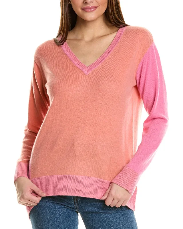 Fashionable clothing to fit every body type   Collaboration V-Neck Asymmetrical Colorblocked Cashmere Sweater