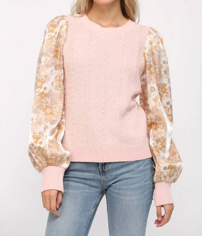 Women’s fashion that reflects your personality   Contrast Printed Cable Knit Sweater In Beige