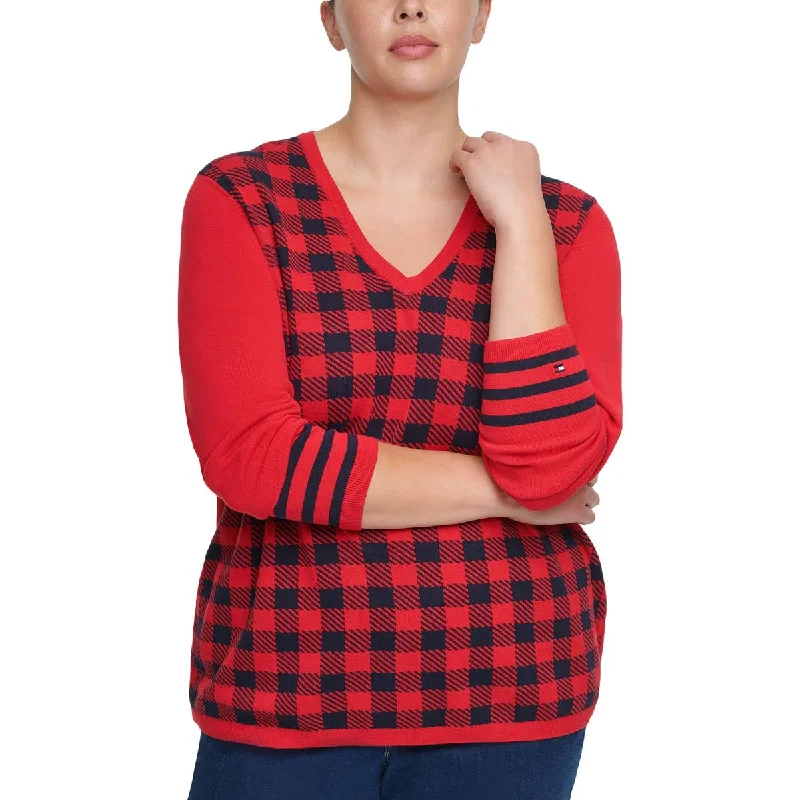 Elegant and comfortable women’s fashion wear   Ivy Womens Ribbed Trim Striped V-Neck Sweater
