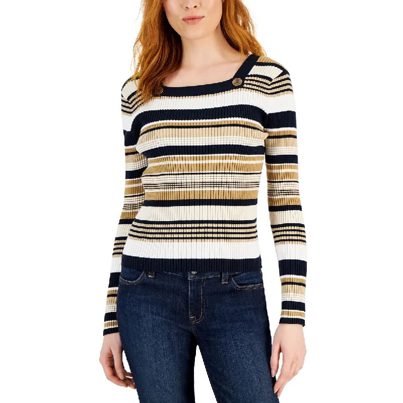 Stylish clothing designed to flatter every woman   Womens Cotton Blend Ribbed Pullover Sweater
