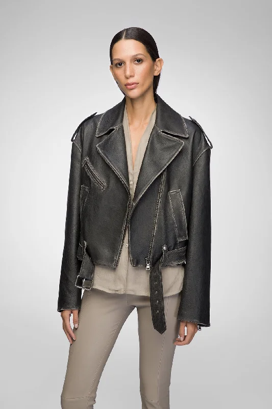 Create a timeless wardrobe with fashionable pieces   Anya - Black Leather Jacket