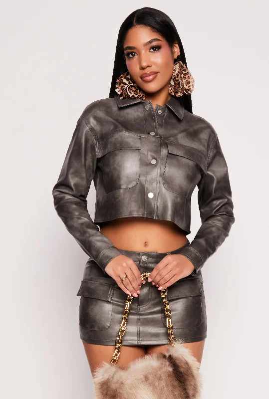 Dress to impress with elegant women’s wear   Almost Famous Vintage Faux Leather Cropped Jacket