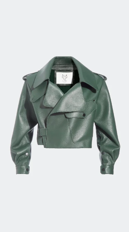 High-quality women’s wear for everyday elegance   OUTLET Luxy Oversized Leather Jacket - Emerald Green