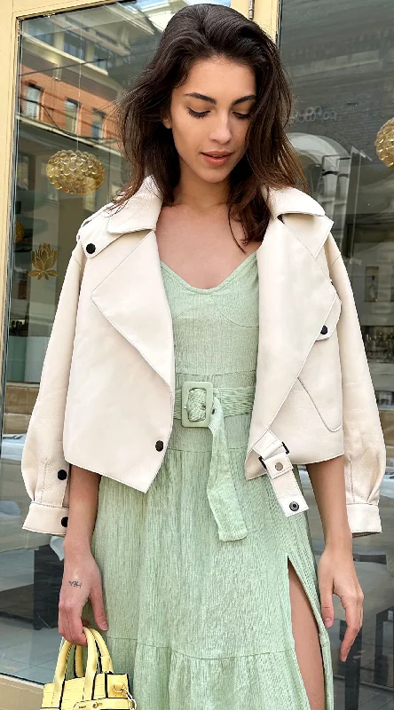 Refresh your wardrobe with high-quality women’s fashion   Luxy Oversized Leather Jacket - Cashew