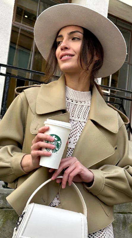Feminine and fashionable clothing for every wardrobe   OUTLET Luxy Oversized Leather Jacket - Taupe