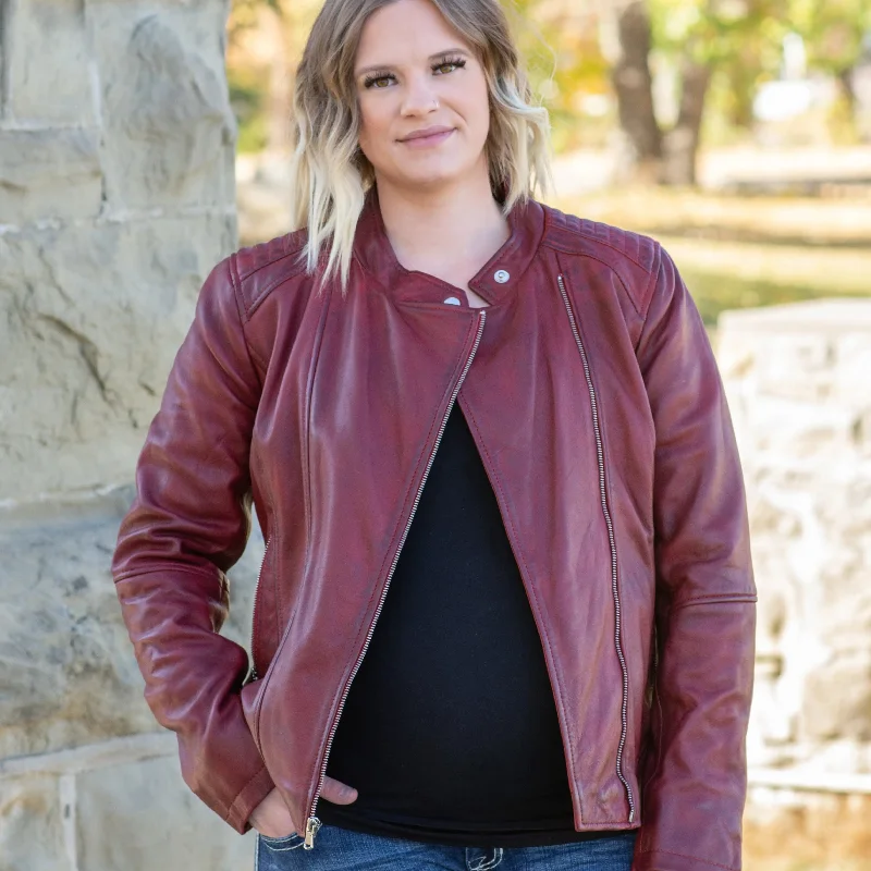 Bold and sophisticated looks for every woman   BOL Women's Side Zip Leather Racer Jacket