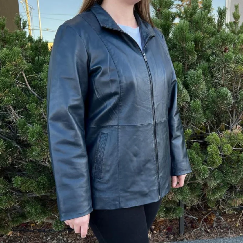 Bold fashion choices for the confident woman   Women's Lamb Leather Jacket with Zipper and Dual Pockets