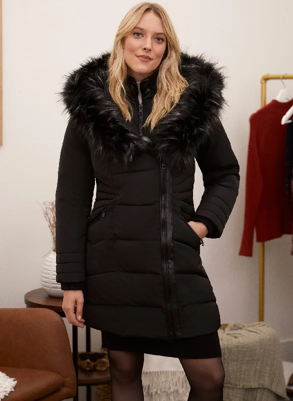 Step into style with our women’s clothing collection   Asymmetric Vegan Down Coat