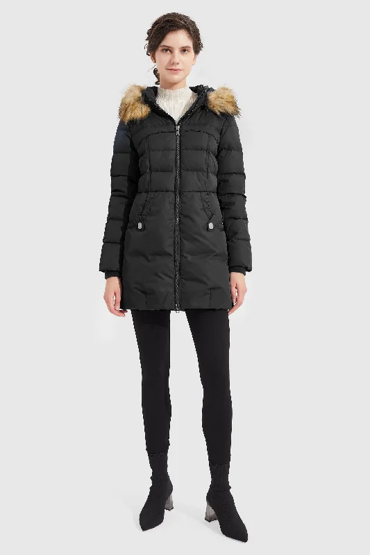 Elevate your style with fashionable women’s clothing   Light Down Jacket Fur Trim Hooded Coat