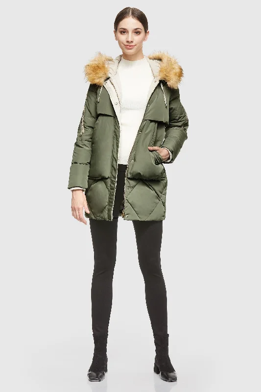 Curated collections for modern, fashionable women   Removable Fur Large Pockets Down Jacket