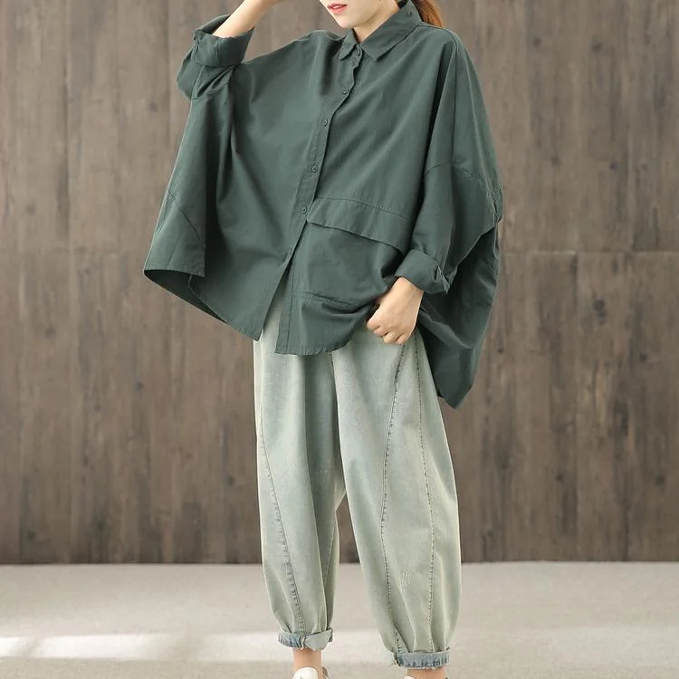 Sleek and sophisticated fashion for modern women Unique blackish green tunics for women lapel Button Down top Sleek and sophisticated fashion for modern women Unique blackish green tunics for women lapel Button Down top
