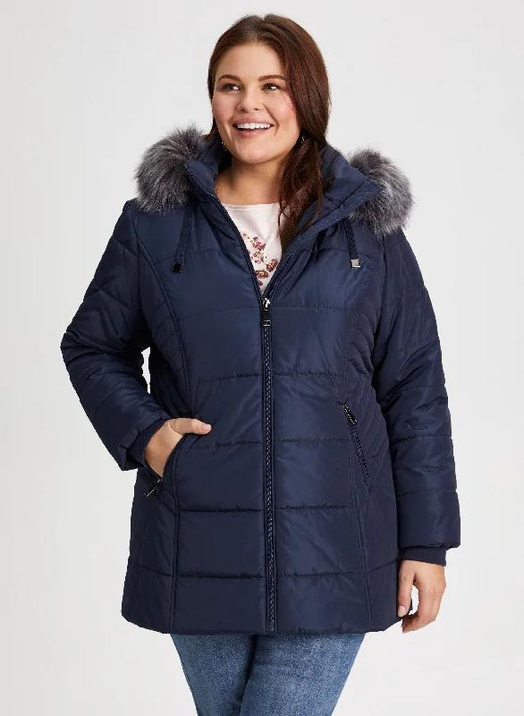 Stylish plus-size clothing for women   Vegan Down Quilted Coat