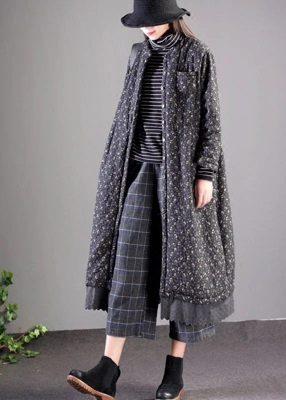 Fashionable clothing to fit every body type Vintage Black Lace Patchwork Fine Cotton Filled Winter Coats Lengthen Fashionable clothing to fit every body type Vintage Black Lace Patchwork Fine Cotton Filled Winter Coats Lengthen