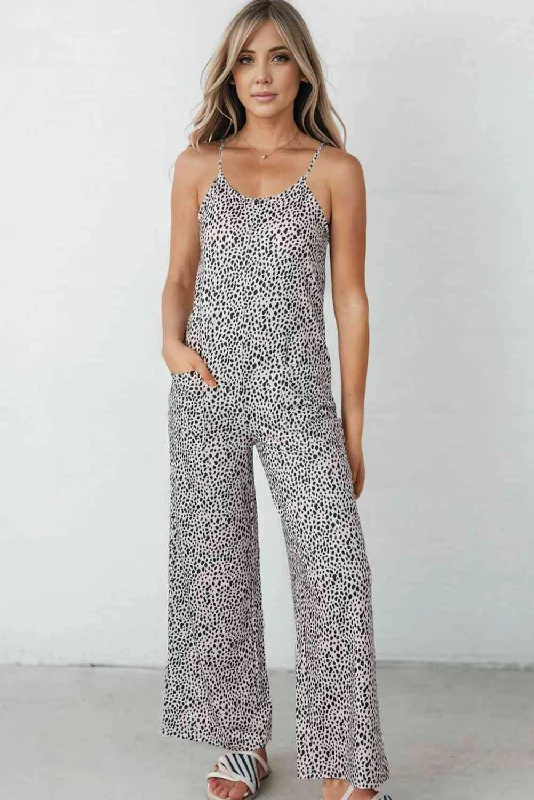Modern fashion pieces designed for all women Printed Spaghetti Strap Jumpsuit with Pockets Modern fashion pieces designed for all women Printed Spaghetti Strap Jumpsuit with Pockets