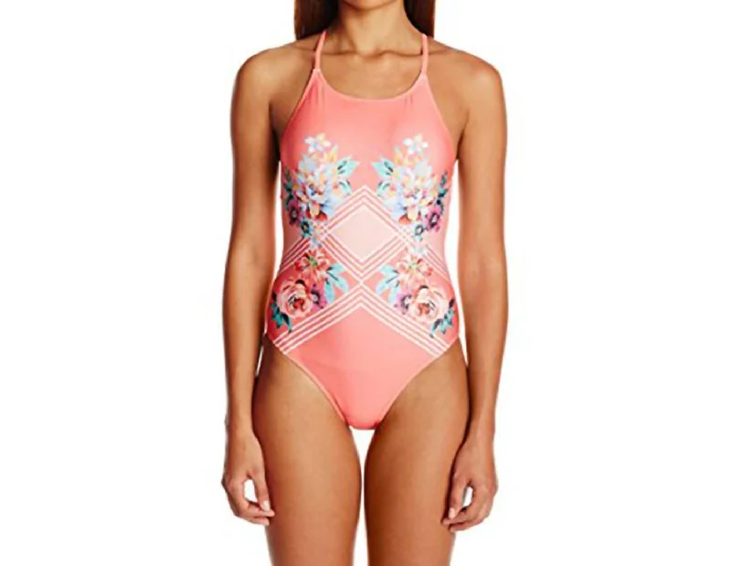Women’s clothing that combines comfort and style Blooming Floral Cross Back Strap One-Piece In Peach Women’s clothing that combines comfort and style Blooming Floral Cross Back Strap One-Piece In Peach