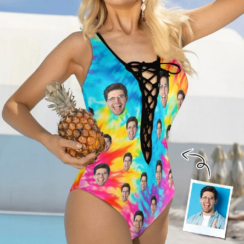 Chic, modern looks for the stylish woman Custom Face Colorful Women's Sexy One Pieces Swimsuit Lace Up Deep V Bathing Suit Beachwear Chic, modern looks for the stylish woman Custom Face Colorful Women's Sexy One Pieces Swimsuit Lace Up Deep V Bathing Suit Beachwear