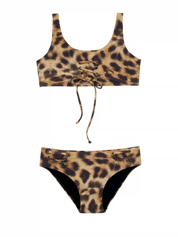 Sporty-chic women’s apparel for active lifestyles   Kids Lace Up Bikini In Jungle