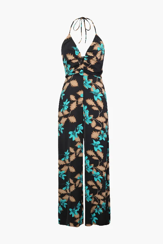 Casual outfits that elevate your style   Floral Print Halter V-Neck Jumpsuit