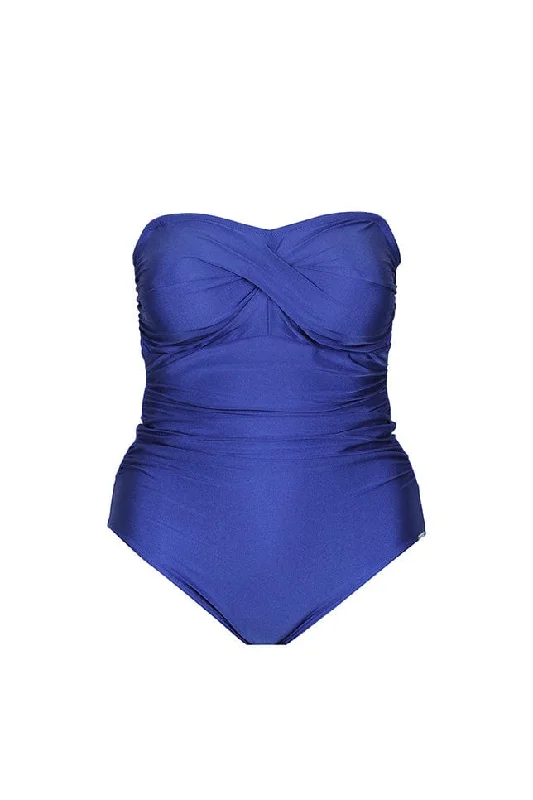 Bold and beautiful clothing for every woman Metallic Blue Twist Front Bandeau One Piece Bold and beautiful clothing for every woman Metallic Blue Twist Front Bandeau One Piece