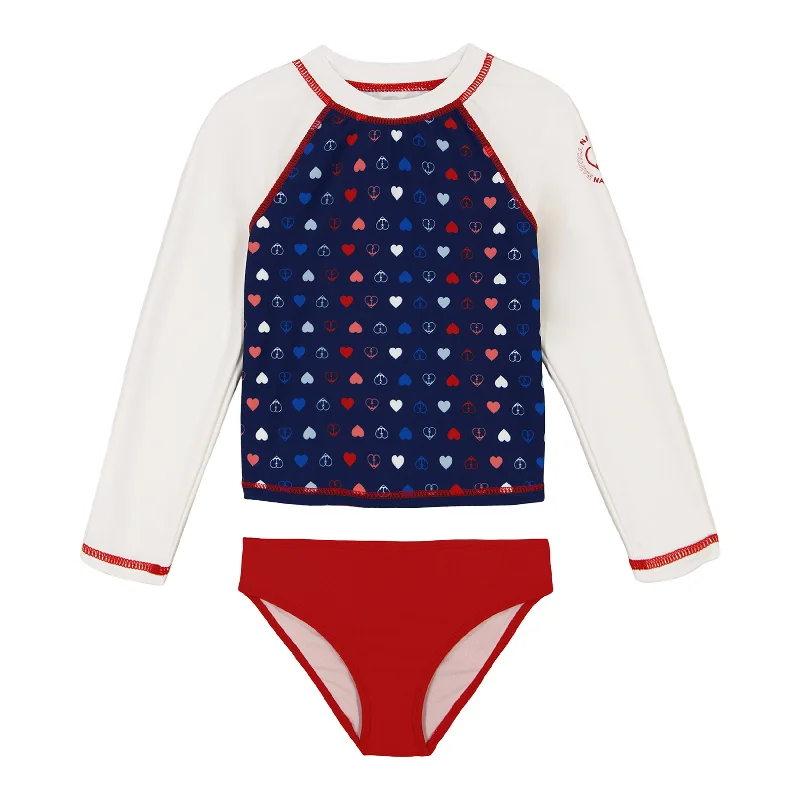 Sporty-chic women’s apparel for active lifestyles   Nautica Little Girls' Heart Rash Guard Skirt Set (4-6X)