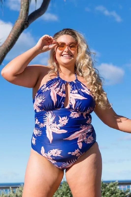 Feminine and fashionable clothing for every wardrobe Navy & Peach Halter One Piece Bathers Feminine and fashionable clothing for every wardrobe Navy & Peach Halter One Piece Bathers