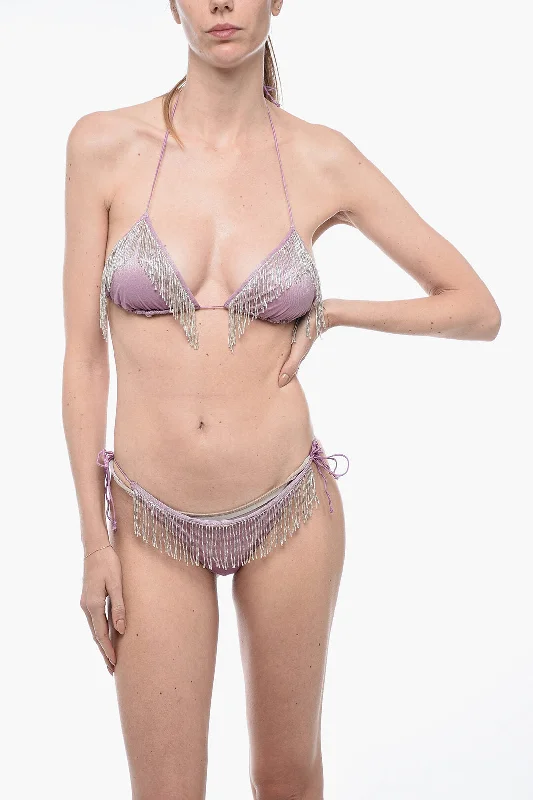 Sporty-chic women’s apparel for active lifestyles Oséree Triangle Bikini Set With Fringed Detail Sporty-chic women’s apparel for active lifestyles Oséree Triangle Bikini Set With Fringed Detail