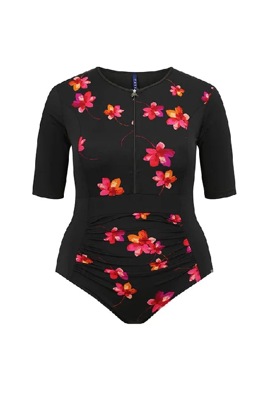 Comfortable yet stylish outfits for women on the go Pink Petals Chlorine Resistant Short Sleeve One Piece Comfortable yet stylish outfits for women on the go Pink Petals Chlorine Resistant Short Sleeve One Piece