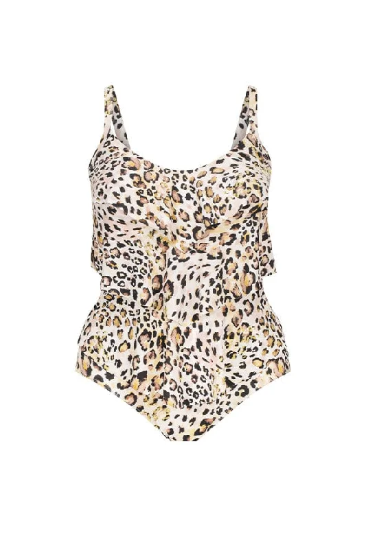 Elegant evening wear for special events   Snow Leopard 3 Tier One Piece