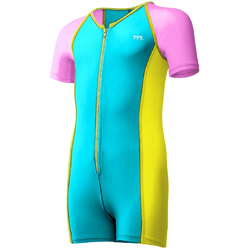 Confidence-boosting clothing for women   TYR Girls Solid Thermal Suit- Blue/Pink/Yellow