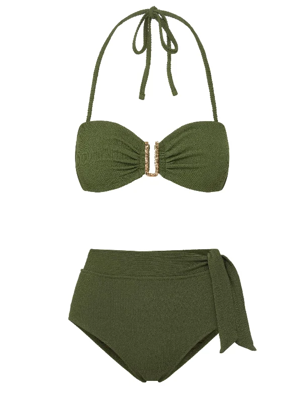 Designer-inspired women’s fashion at affordable prices Cindy Top + Side Tie High Waist Bottom in Olive Texture Designer-inspired women’s fashion at affordable prices Cindy Top + Side Tie High Waist Bottom in Olive Texture