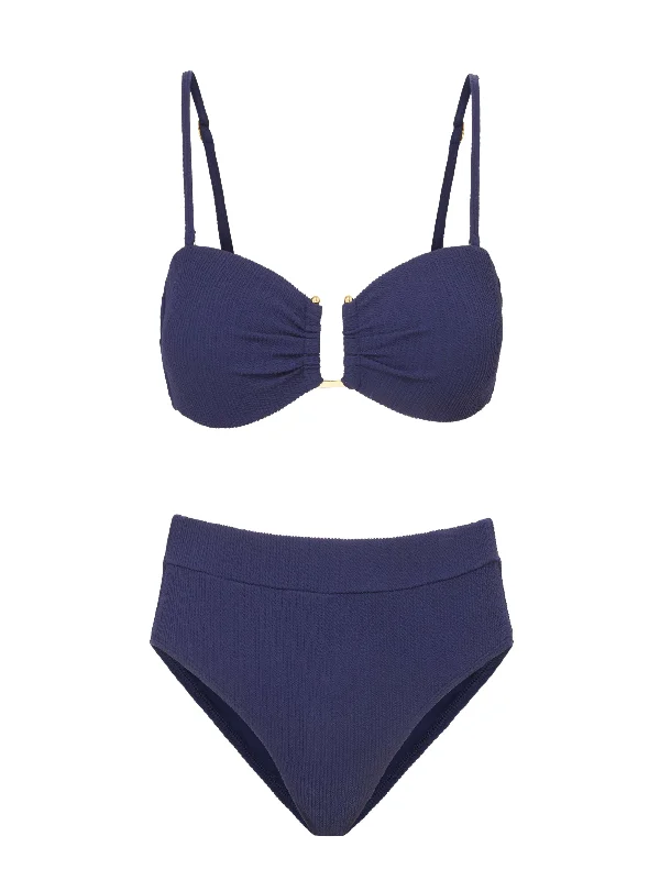 Effortlessly stylish outfits for the modern woman Gina Top + Hi Waist Hi Leg Bottom in Navy Texture Effortlessly stylish outfits for the modern woman Gina Top + Hi Waist Hi Leg Bottom in Navy Texture